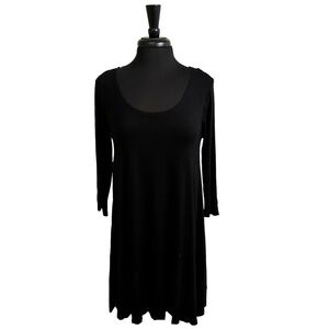 Ambiance Black Stretchy 3/4 Sleeve Lightweight Dress Size Large
